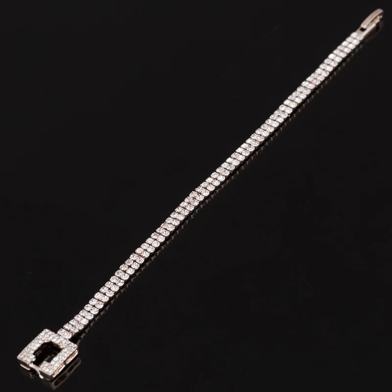 Rose gold Classic Crystal Pave Link Bracelet Bangle Fashion Full Rhinestone Jewelry for Women Free Shipping B040