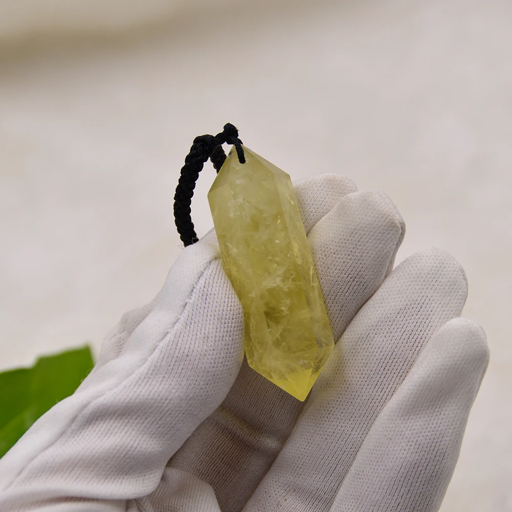 Natural Citrine Crystal Ornamen Yellow Creastly Double Point Healing Hexagonal Magic Ornamen Decoratio Treatment Quartz Gemstone