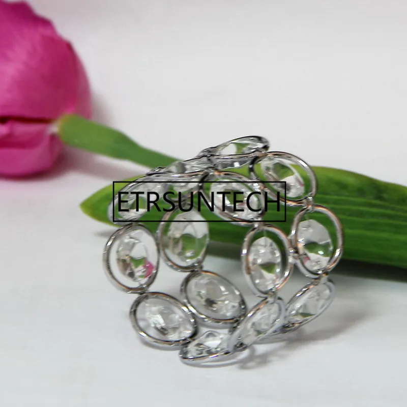 100pcs/lot Bling Crystal Beaded Napkin Rings Silver Colour Napkin Holder Wedding Party Table  Decoration Home Decor