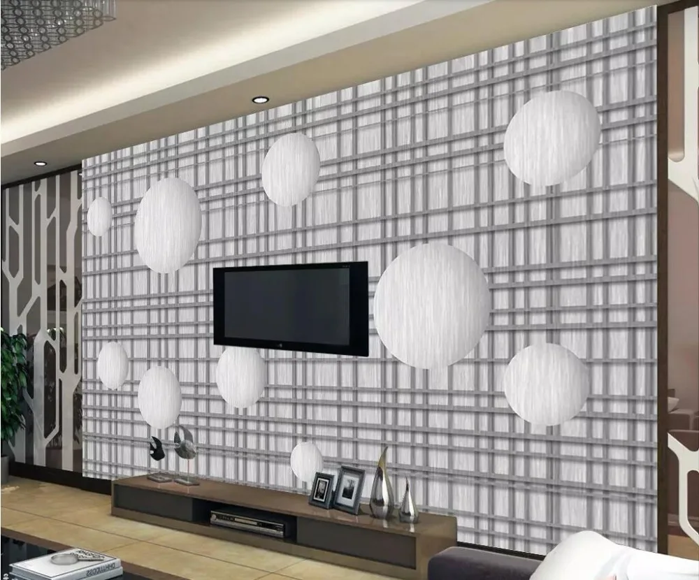 Beibehang 3d wallpaper gray living room bedroom mural 3D round ball lattice modern minimalist TV background wall papel de parede