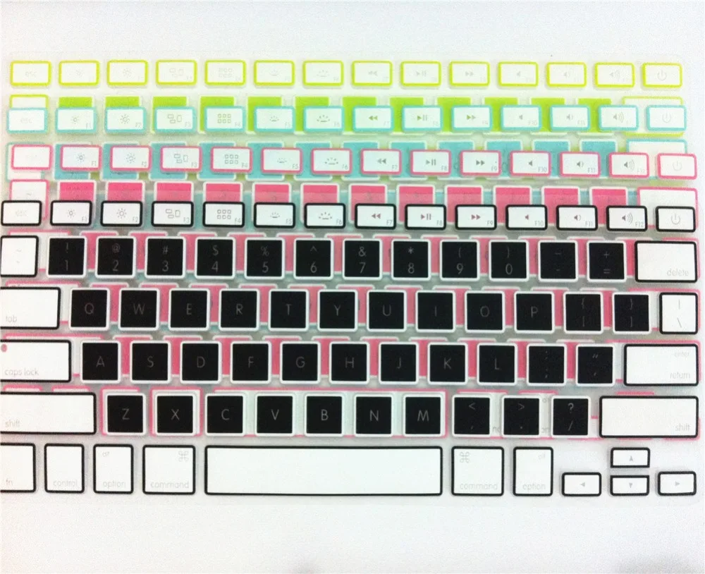 Candy Rainbow Silicone Keyboard Skin Protector Cover Film Guard 15pcs for Apple Macbook Pro Air Retina 13 15 17 for Mac book 13