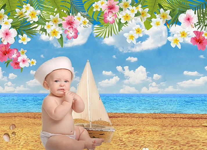 Allenjoy-Fondo de fotografía Tropical aloha para fiesta de cumpleaños, hawaiana, verano, playa, recién nacido, sesión fotográfica