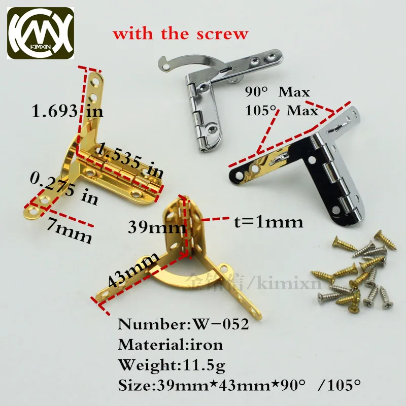 10pc 39*43mm Kimxin Hardware In Stock Small Wooden Boxes Metal Hinges and Hinges for Jewelry Boxes Furniture Hardware W-052