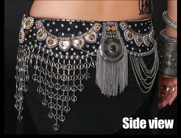 ベリーダンス用ブラックベルト　ビーズ刺繍　フュージョン ベリーダンス用ブラックベルト ビーズ刺繍 フュージョン ベリーダンス