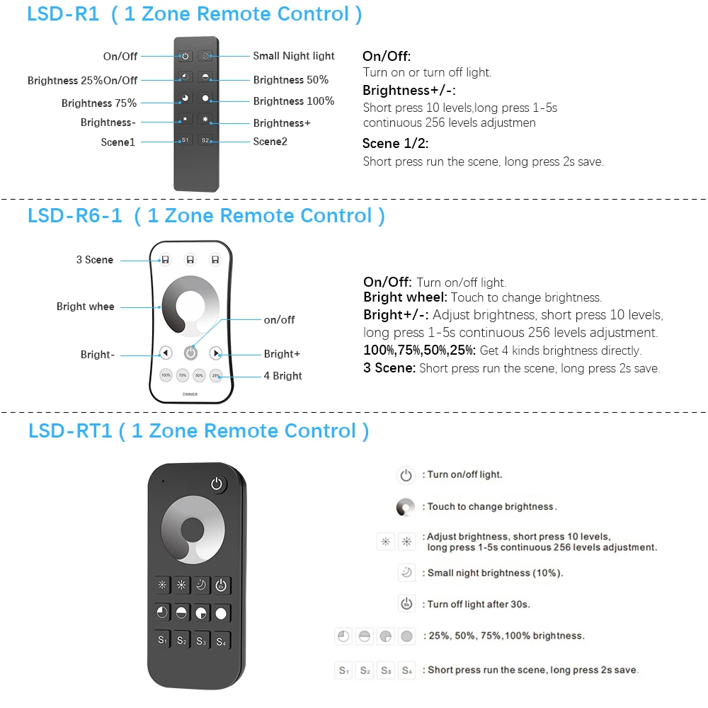 LED Dimmer Switch 12V 24V PWM 2.4G LED Touch RF Wireless Remote 5V 36V Smart Wifi Dimmer Controller for Single Color LED Strip