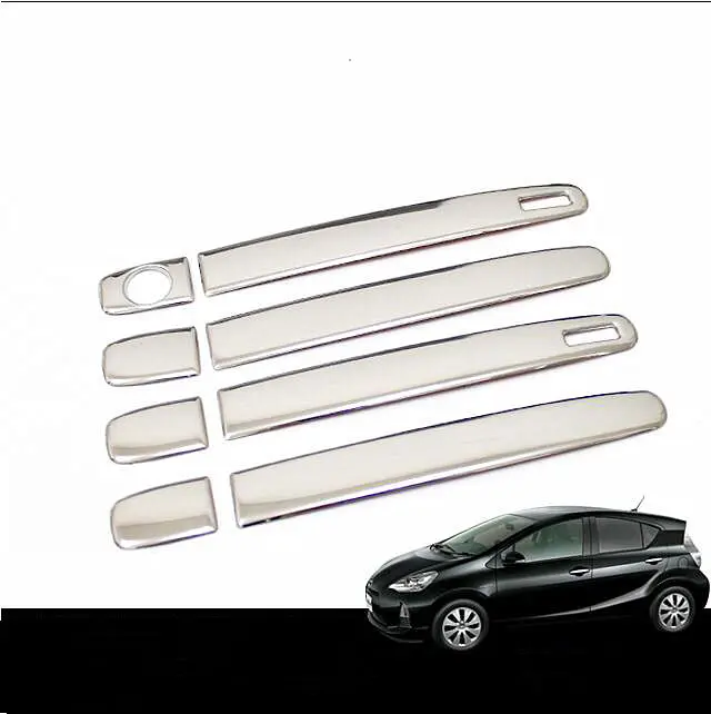 Door Handle Trim Stainless Steel Accessories Car Styling With Smart Keyhole for Toyota Prius C Aqua NHP10 2011-2014 2017