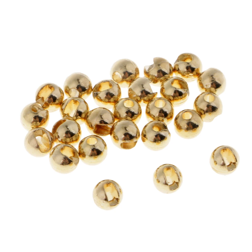 25pcs Slotted Tungsten Fly Tying Beads 2.8mm Nymph Head Ball Fast Sinking Nymph Eyes Gold Fly Tying Materials Fishing Accessory