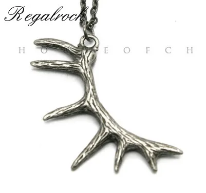 Gothic Deer Horn Antler Pendant Necklace Punk Jewelry