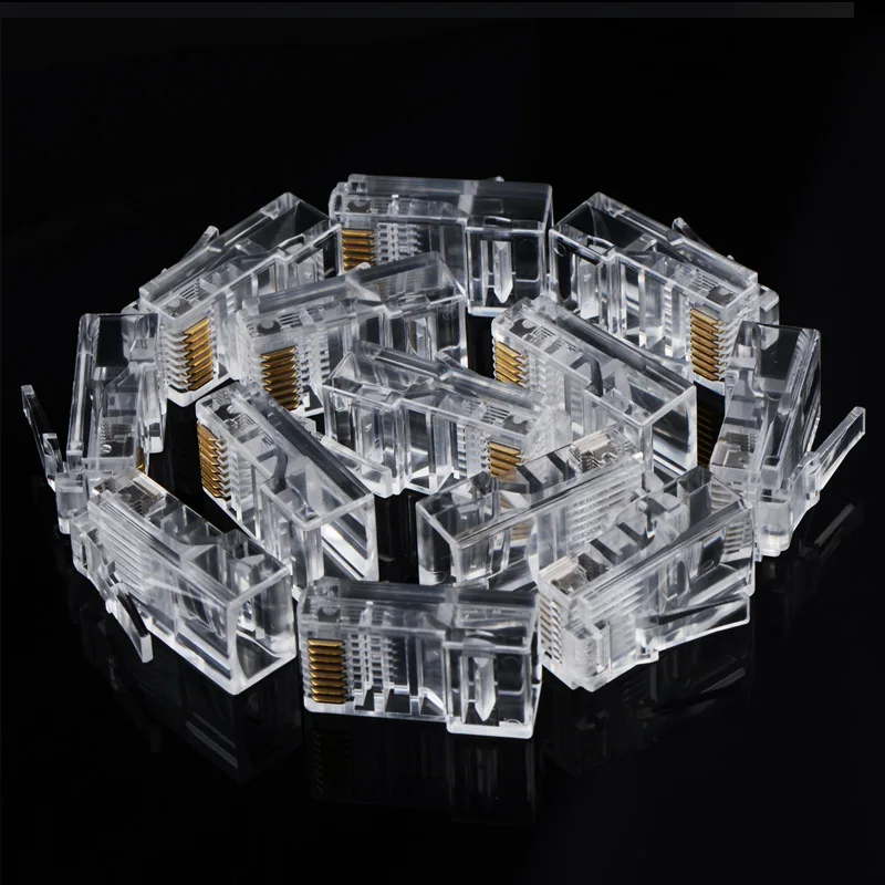 

100 PCS COB transparent super five crystal head RJ45 crystal head network crystal head network cable 8P8C crystal head