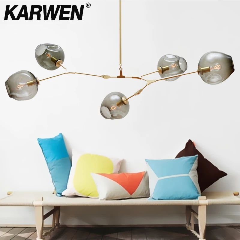 KARWEN Modern Pendant Lights Nordic Glass Pedant Lamps Molecular hanglamp Fixtures for Dining Room Kitchen Living Room