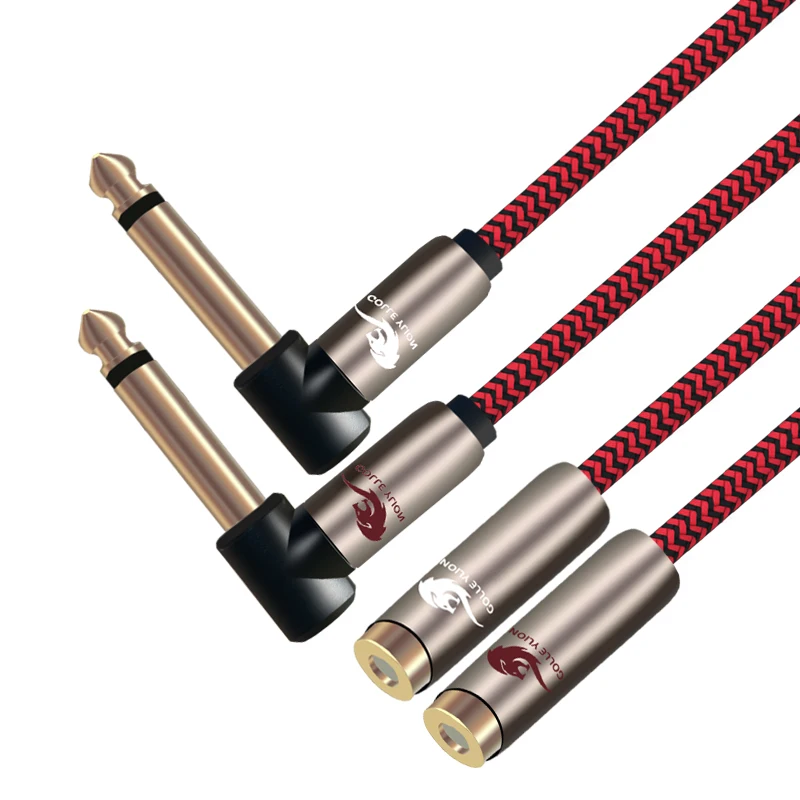 

Dual 1/4'' TS Mono 6.35mm Male to 2 RCA Female Audio Cable For Mixer Amplifier Mixing Console Speakers AV Line 1m 2m 3m 5m