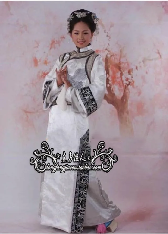 New TV Play Bubujingxin Qing Palace Maid Servant Costume White Embroidery Crane Costume Princess Clothes