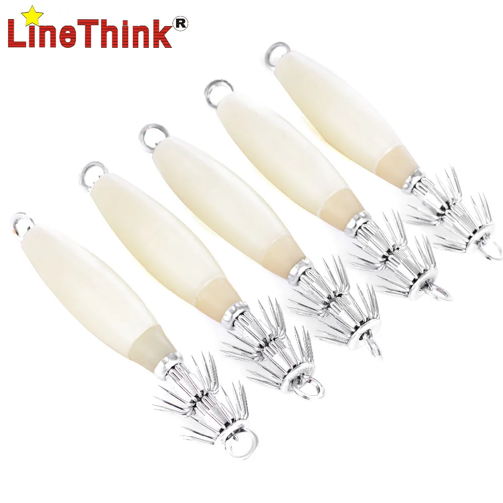 

5PCS/LOT Luminous Squid Hook Fishing Lures Squid Jig Lures 9.5cm /14g Fish Hook