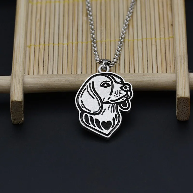 Vintage Silver Color Stainless Steel Long Chains Beagle Pendant Pet Lover Necklace Bohomian Dog Necklaces For Women Men Jewelry