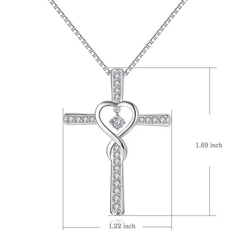 Top Quality Silve 925 Lady Pendant Necklace Jewelry Female Fashion Crystal Cross Necklace For Women Clavicle Accessories Male