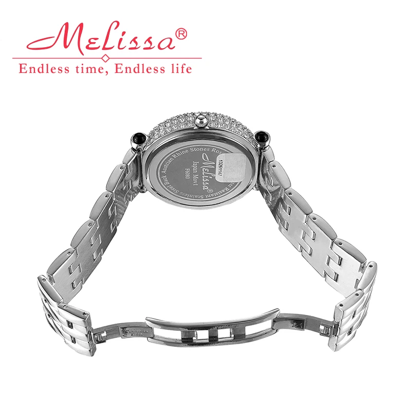 Melissa Lady-reloj de lujo para mujer, elegante con diamantes de imitación, CZ, pulsera de hora grande, reloj de cristal, caja de regalo de