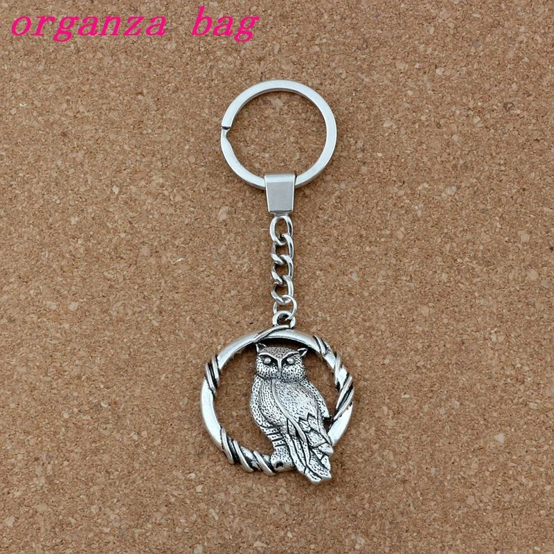 10pcs Keychain Owl Alloy Charms Pendants Key RingTravel Protection DIY Accessories 37.8x47mm A-452f