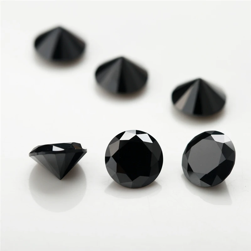 1~3mm Round Cut Black Color Nano Synthetic Gems Stone For Jewelry