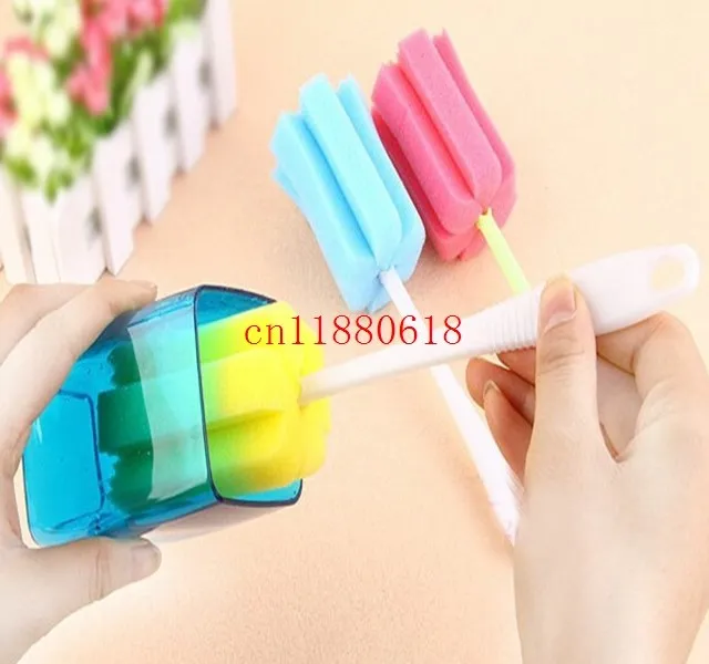 300pcs/lot Free Shipping New Cleaning Brushes For Glass Milk Bottle Family Use Glass Sponge Cup Brush Cheap Cleaning Brush