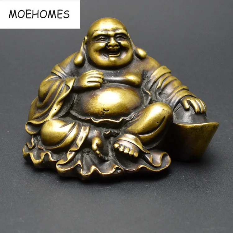 MOEHOMES Chinese bronze copper crafts geomantic fengshui wealth happiness Buddha statue family decoration metal handicraft