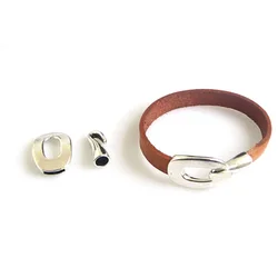 5Sets 10x2mm Cuff Bracelets & Bangles Findings Hook Clasp For Flat Leather Round Leather Cord