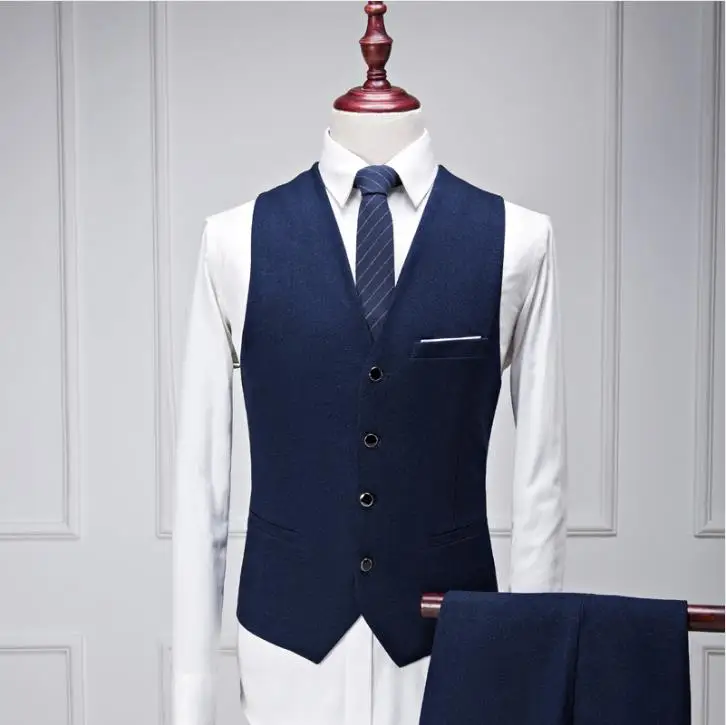 (Jacket+Vest+Pants) Men\'s Suits 2019 New Style Men\'s Casual Fashion Wool Suit Men High Quality Wool Wedding Suits Free Shipping