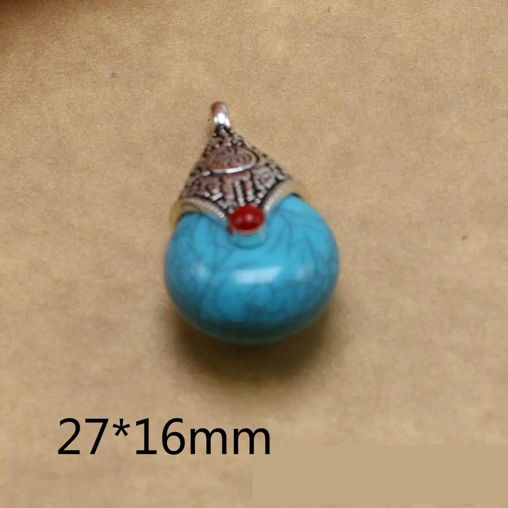 Tibetan Silver Charms Water Drop Beads Natural Stone Pendants For Jewelry Making Diy Necklaces Bracelets Accessories