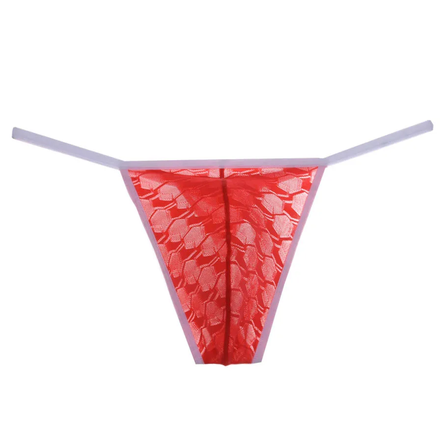 New Sexy Mesh Hexagon Pattern Bikini Male Thong Men Underwear Elaborate Craft Fashion Underpants Men G-strings Elastic Stretch