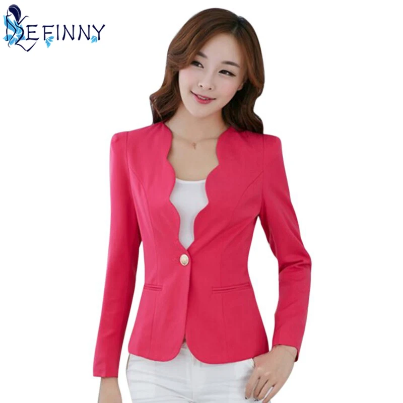 New Female Formal Solid Color Single Button Slim Fashion Office Business Suit Casual Jacket Women Coat Outwear