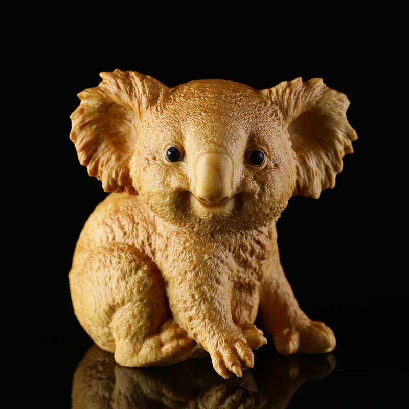 Boxwood Carving Animal Ornaments, Lazy Koala, Hand Piece, Craft Culture Gift, Home Decoration