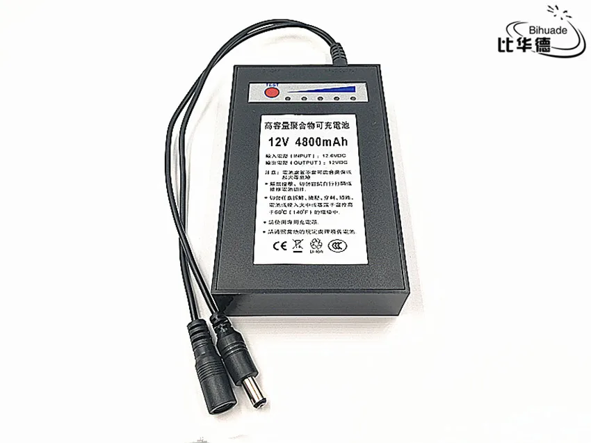 Перезаряжаемый литиевый аккумулятор постоянного тока 12 В 4800 мАч, полимерная батарея для монитора, двигателя, светодиодсветильник Ки, уличный запасной аккумулятор