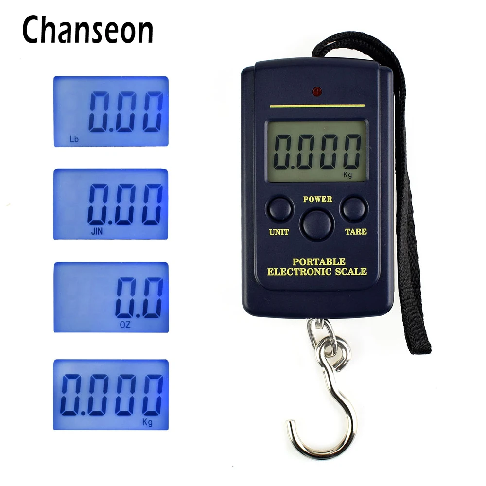 Chanseon 40kg x 10g Mini Digital Scale for Portable Travel Fishing Weighting Steelyard Hanging Electronic Hook Luggage Scales