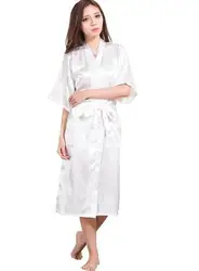 Kobiety satyna jedwabna długi ślub szlafrok dla panny młodej i druhny szlafrok kimono Feminino szlafrok duży rozmiar XXXL Peignoir Femme Sexy szlafrok