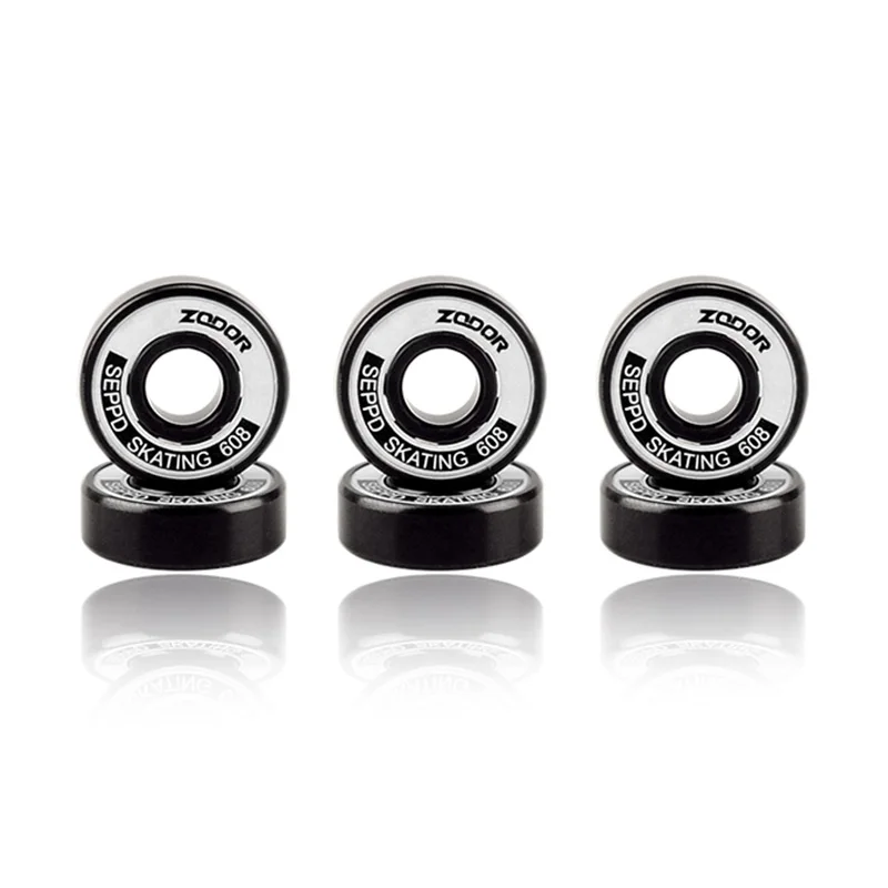 ZODOR 7-Beads Black Ceramic 608 Bearing for Inline Speed Skates Shoes Race Professional Skating Bearings High Speed 16 pieces