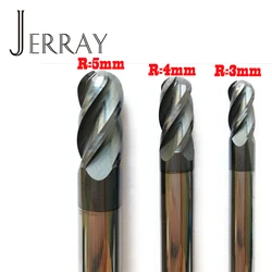 6mm,8mm,10mm, 12mm HRC45 solid Carbide 4 Flutes Ball nose end mills Spiral Bit Milling Tools CNC Router bits