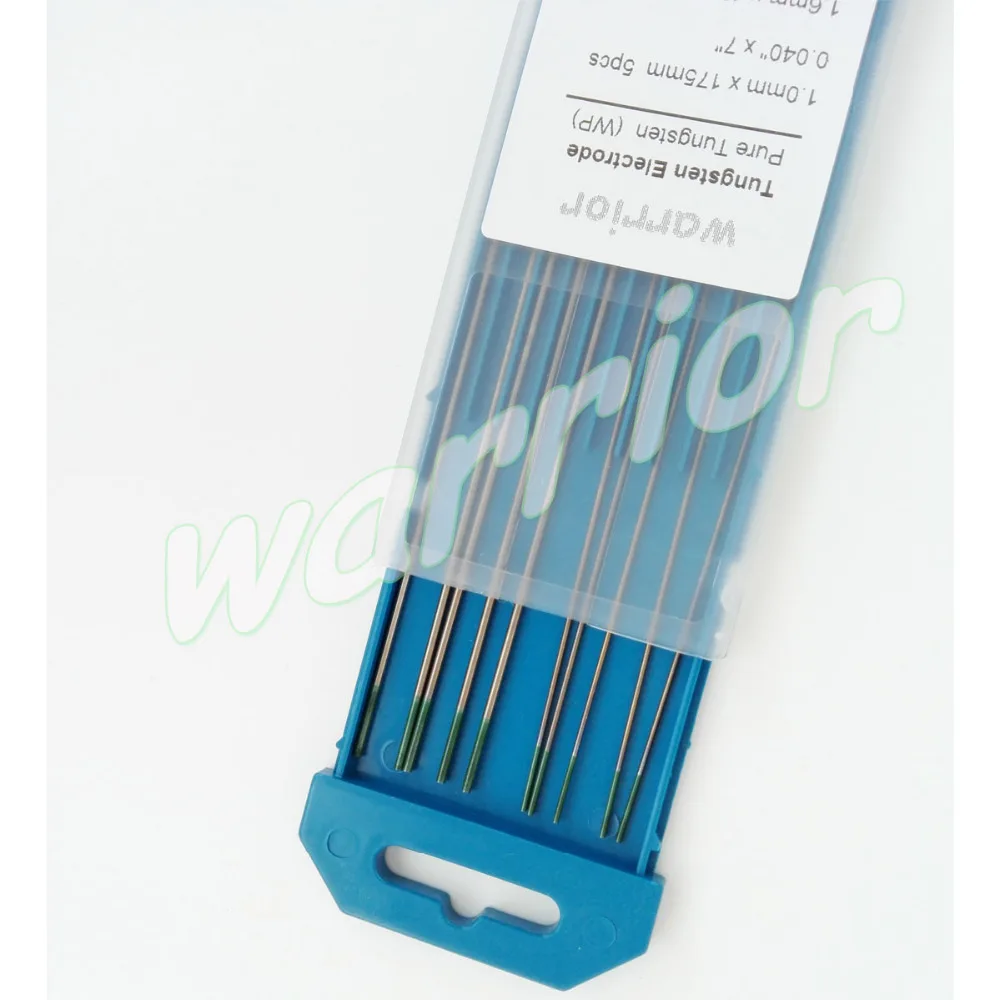 Ground Finish 1.0mm & 1.6mm WP Pure Tungsten Electrodes 175mm Length For TIG Welding Green Tips