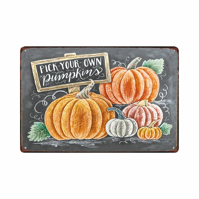 hohappyme Farmers Market Pumpkin Menu Wall Signs Art Print Stickers Pub Bar Decoration Plaque Metal Vintage Home Decor 20X30 CM