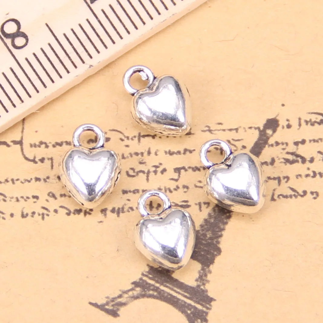 152pcs Charms For Jewelry Making puffy heart 9x7x4mm Antique Silver Plated Pendants DIY Handmake Tibetan Silver Necklace