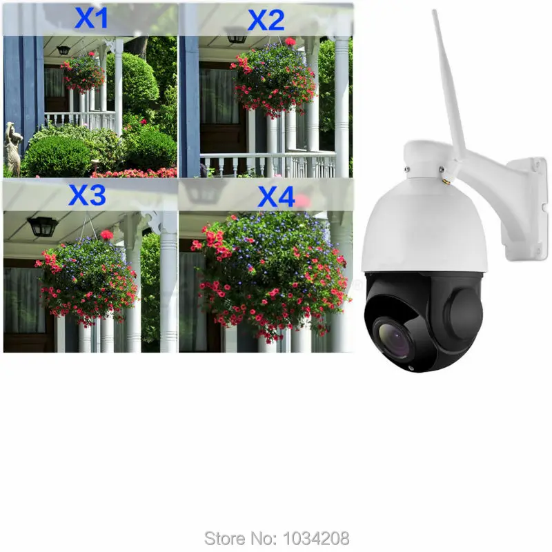 4 Inch H.264 P2P  SD Card Slot IR Waterproof 4x Optical Zoom 1080P Wifi Wireless Outdoor Dome Ptz IP Camera Two Way Audio