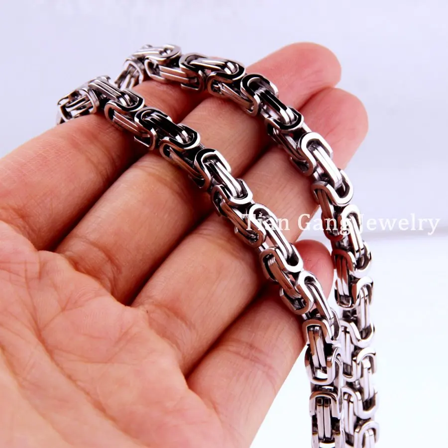 4/5/8mm Mens Byzantine Chain Necklace Multi-colored 316L Stainless Steel metal chain for Women Necklace or Bracelet 7-40 inch