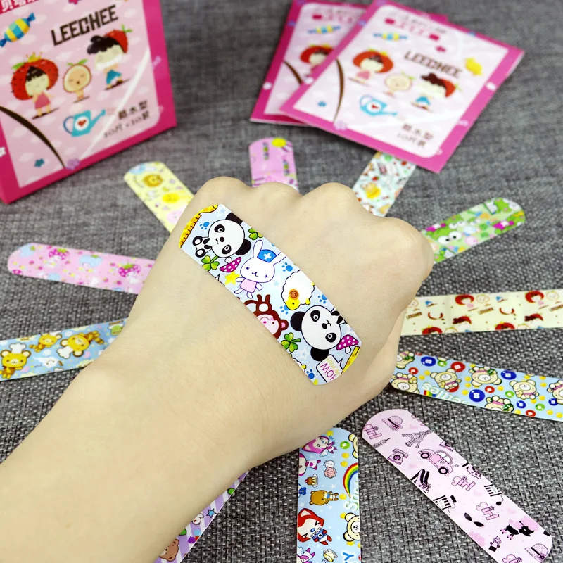 100PCS Cute Animation Waterproof Cartoon Bandage Sticker Baby Kids Care First Band Aid Travel Emergency Kit