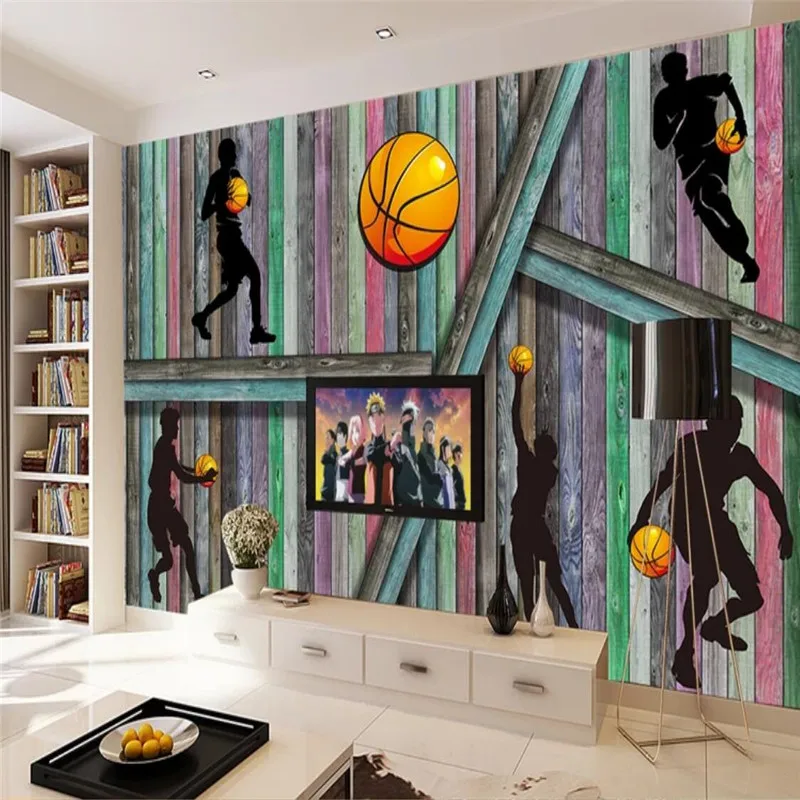 Original 3D board basketball people background wall custom high-end mural factory wholesale wallpaper mural photo wall