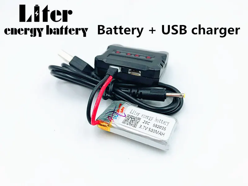 602035 3.7V 500mAh Lipo battery For Hubsan h107d MJXRC F47 Difeida DFD F180 FY310B m62R 3.7 V 500 mah Lipo Battery + USB charger