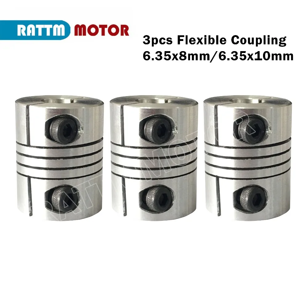 3pcs Flexible Coupling 6.35x8mm 6.38x10mm Stepper Motor CNC Parts Router Mill