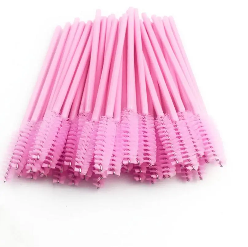 

High Quality 10000pcs/lot Disposable Pink Eyelash Makeup Brush Silicone Make Up Brushes Wholesale