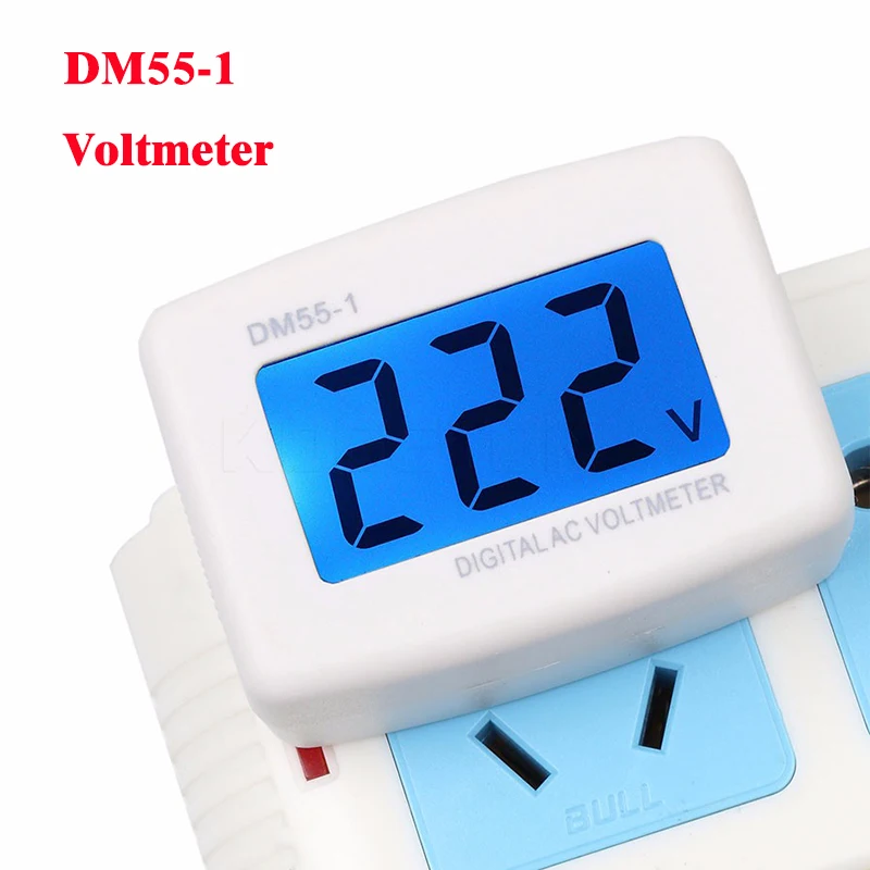 

DM55-1 Digital AC Voltmeter AC80V-300V Voltage Meter Plug Volt Meter LCD Digital Display Voltmeter Testers EU US Plugs