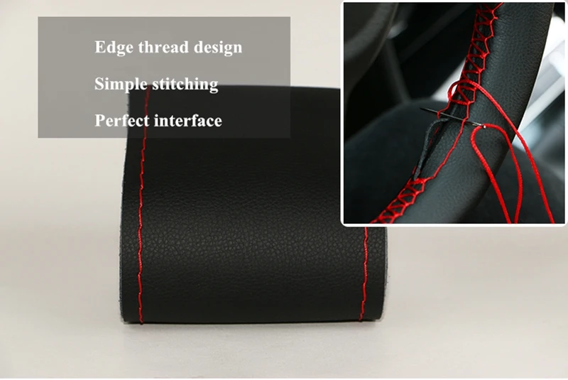 DIY Weiche Kunstleder-Lenkradbezüge Universelle Geflochtene Auto-Lenkradhülle Mit Nadeln und Faden Innenraum-Zubehör – Detail 8