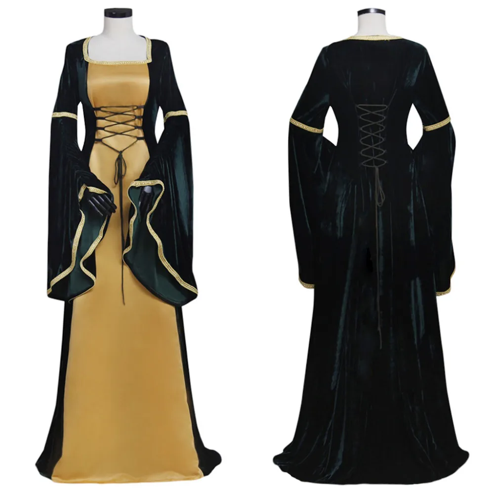 Medieval Renaissance Gothic Lolita Velvet Dress Victorian Civil War Ball Gown Dress Costume Cosplay