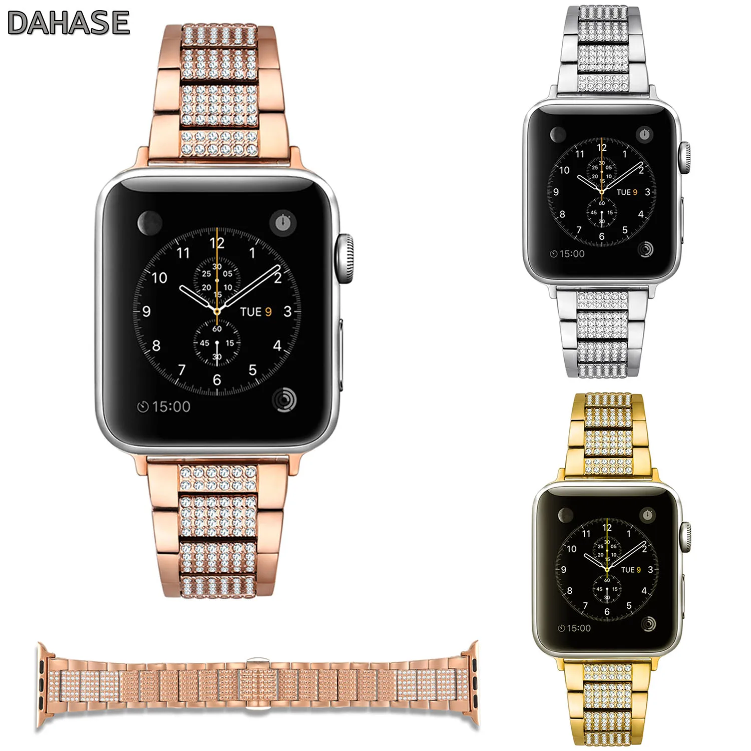 

Women's Diamond Bracelet for Apple Watch Series 1 2 3 4 5 6 SE Band Rhinestone Stainless Steel Link Watch Strap 38/40mm 42/44mm