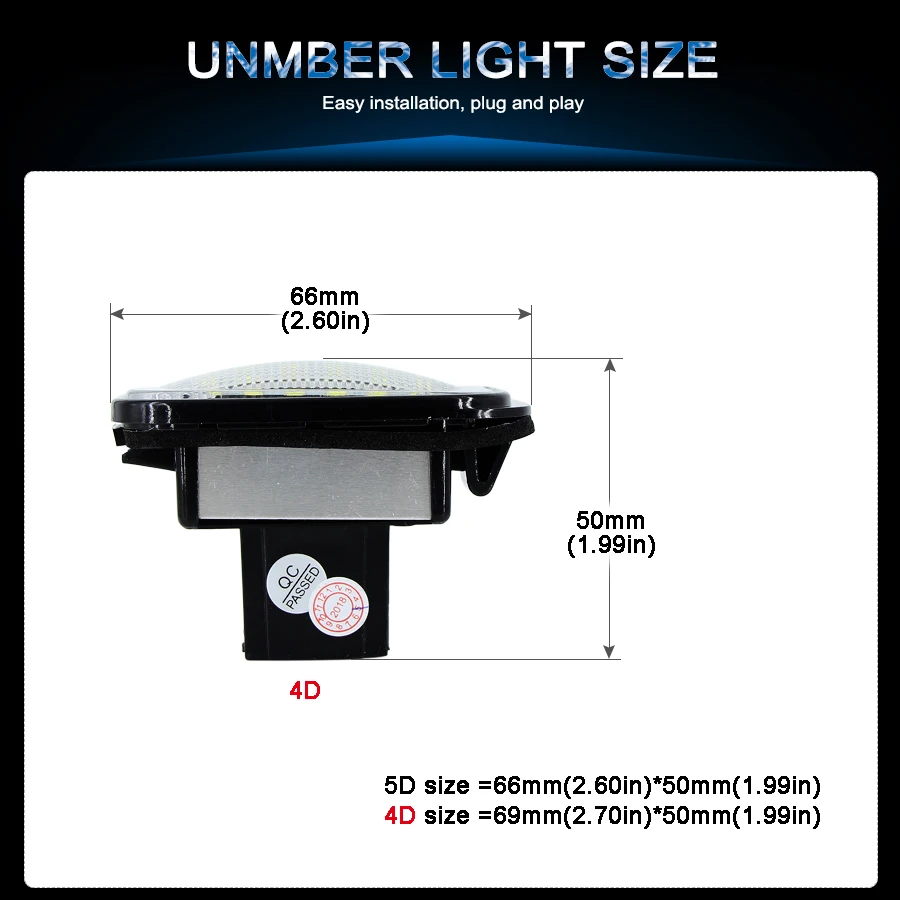 2Pcs CanBus Error Free License Plate LED Light For Mercedes-Benz W203 5D 4D Door Number lamp white 12V